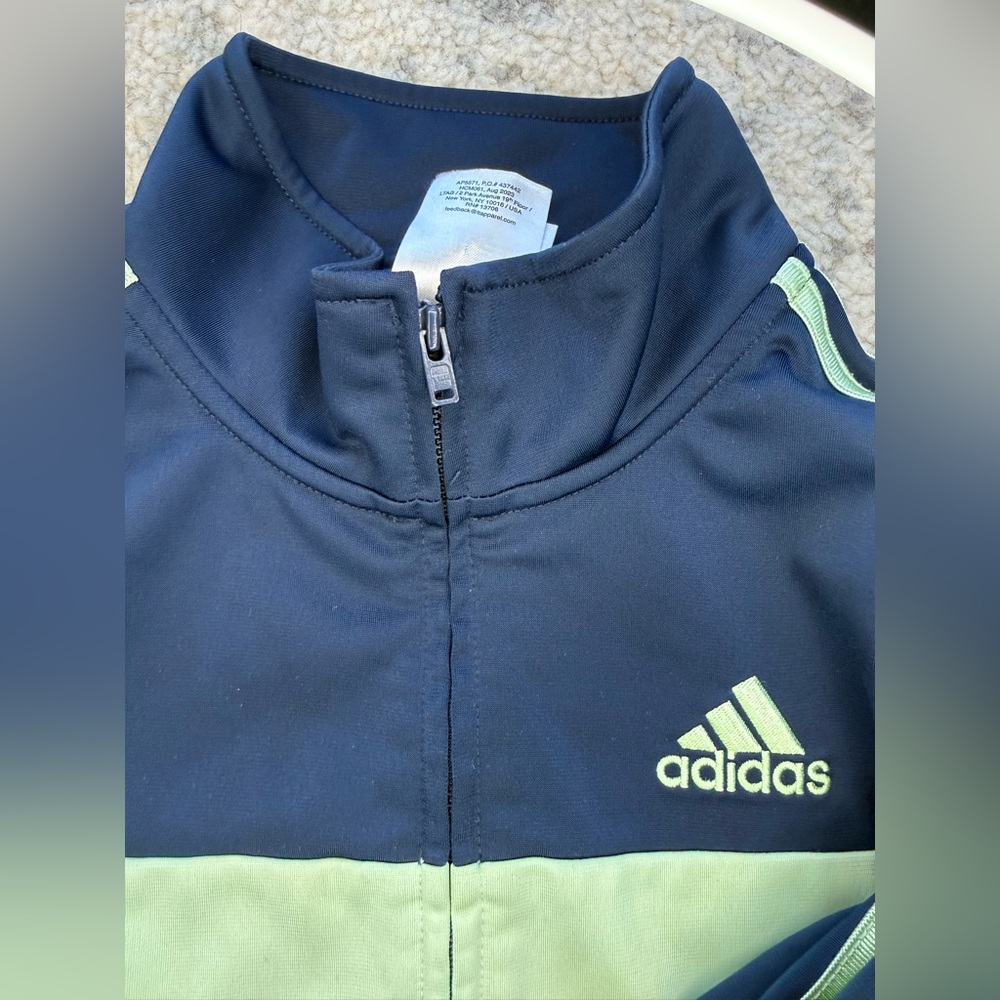 Adidas Boys Navy Green Tracksuit size 8 - Picture 2 of 15